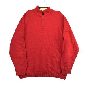 Jos A Bank Executive Collection 1/4 Zip Lambswool Sweater Mens Size XXL Red